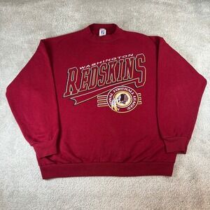 Vintage 90s Logo 7 Washington Redskins Sweatshirt Mens L Burgundy NFL Crewneck